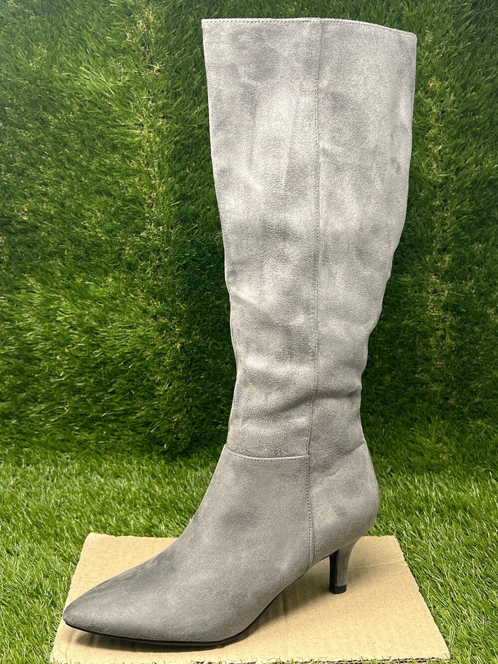 Aerosoles Women's 6M Epic Suede Gray Heel Knee High Boots
